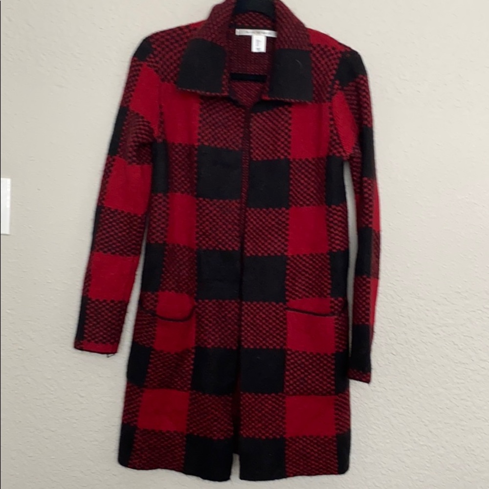 Long plaid cardigan